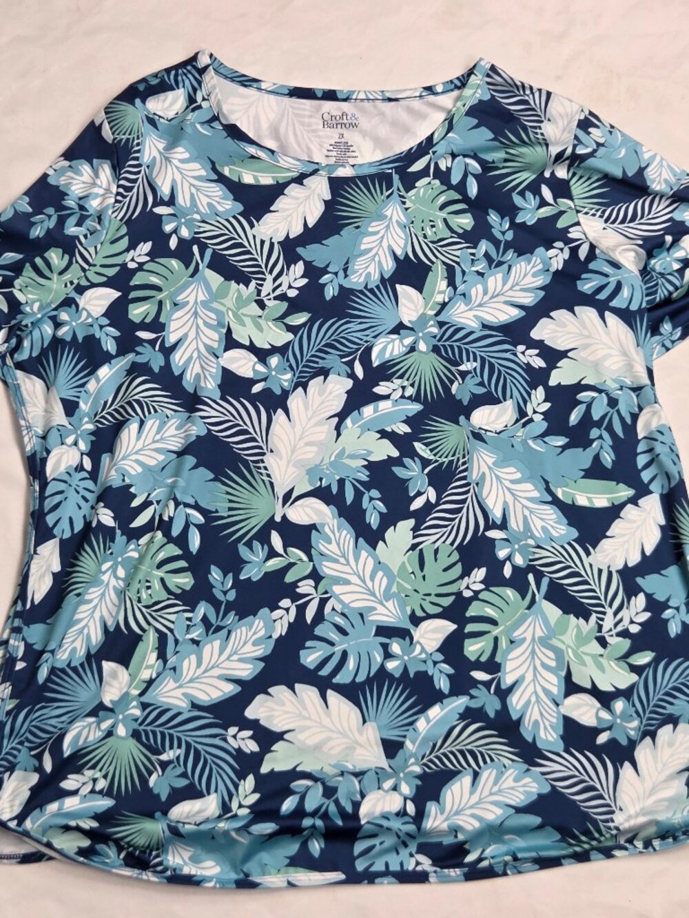 Croft & Barrow tropical leaf print top Womens Size 2X